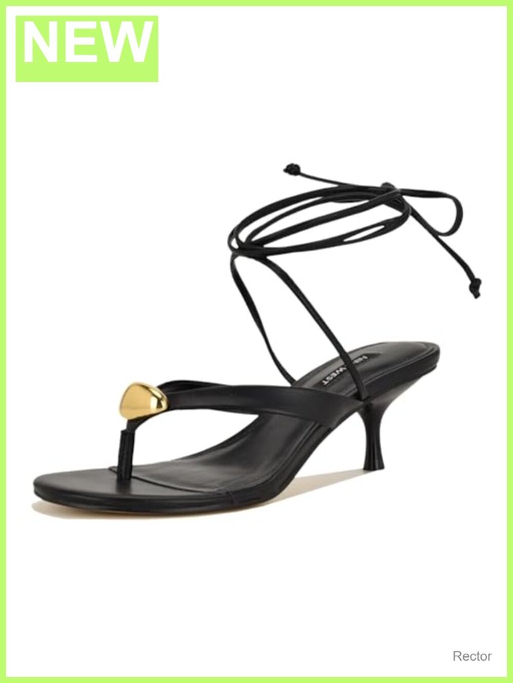Nine West Batty Kitten Heel Dress Sandals Faux Leather Ankle Wrap Tie